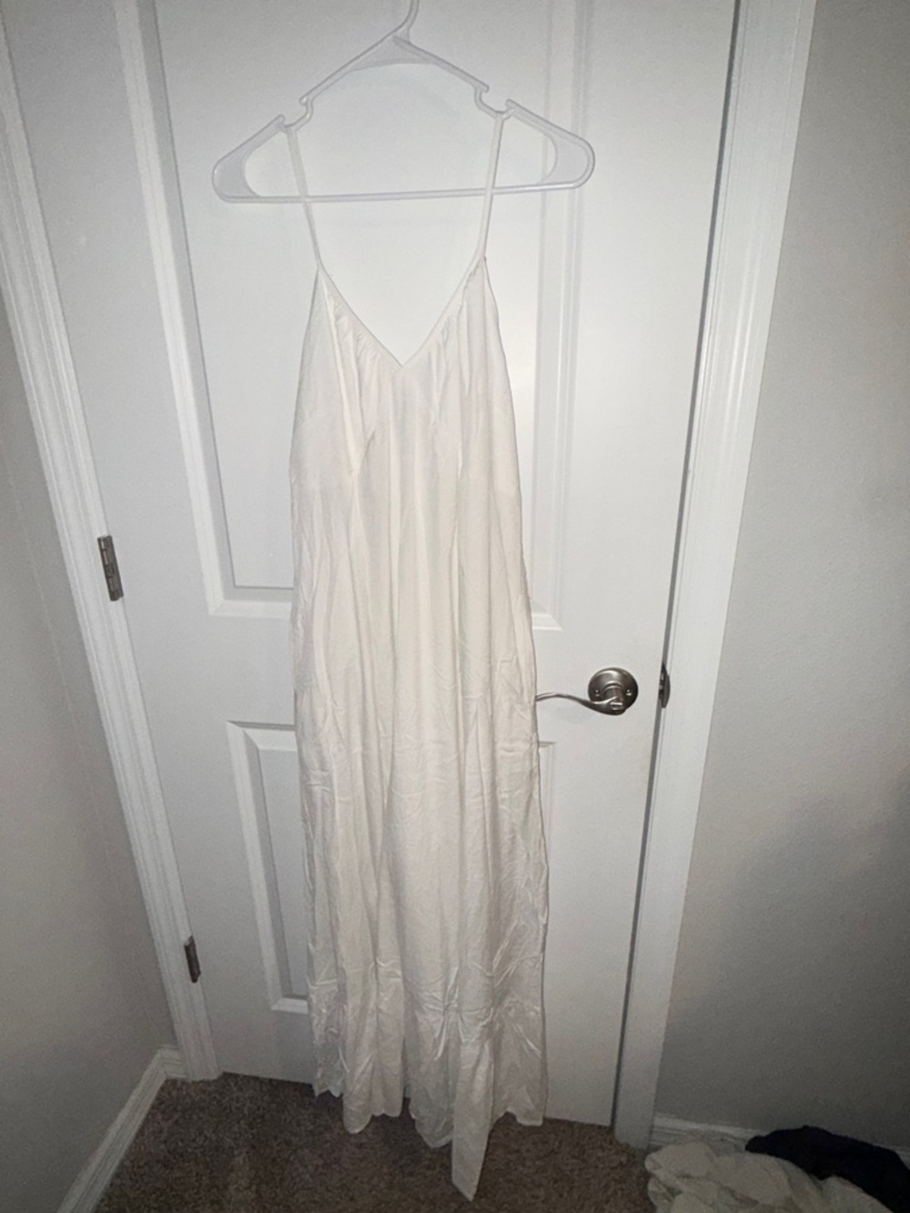 Women's Cream Maxi Dress with Spaghetti Straps